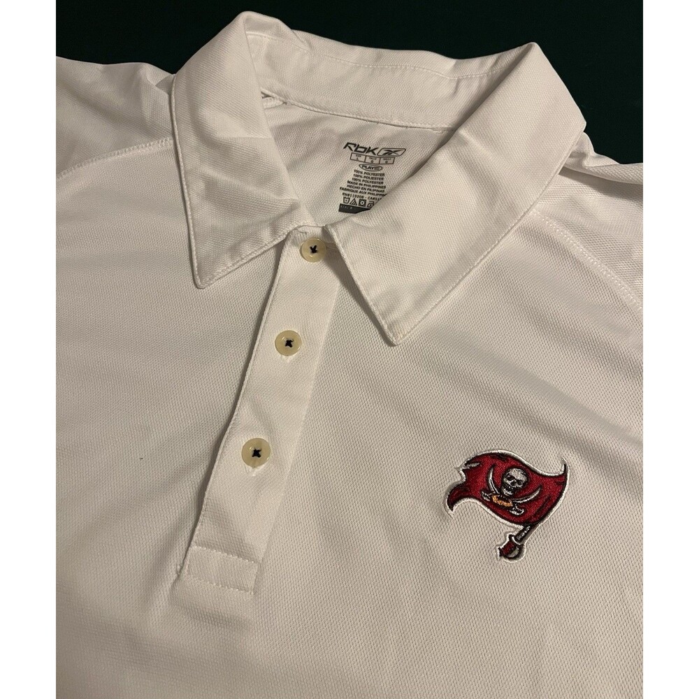 NEW Vintage Reebok Tampa Bay Buccaneers NFL Football Polo Shirt LARGE White Y2K